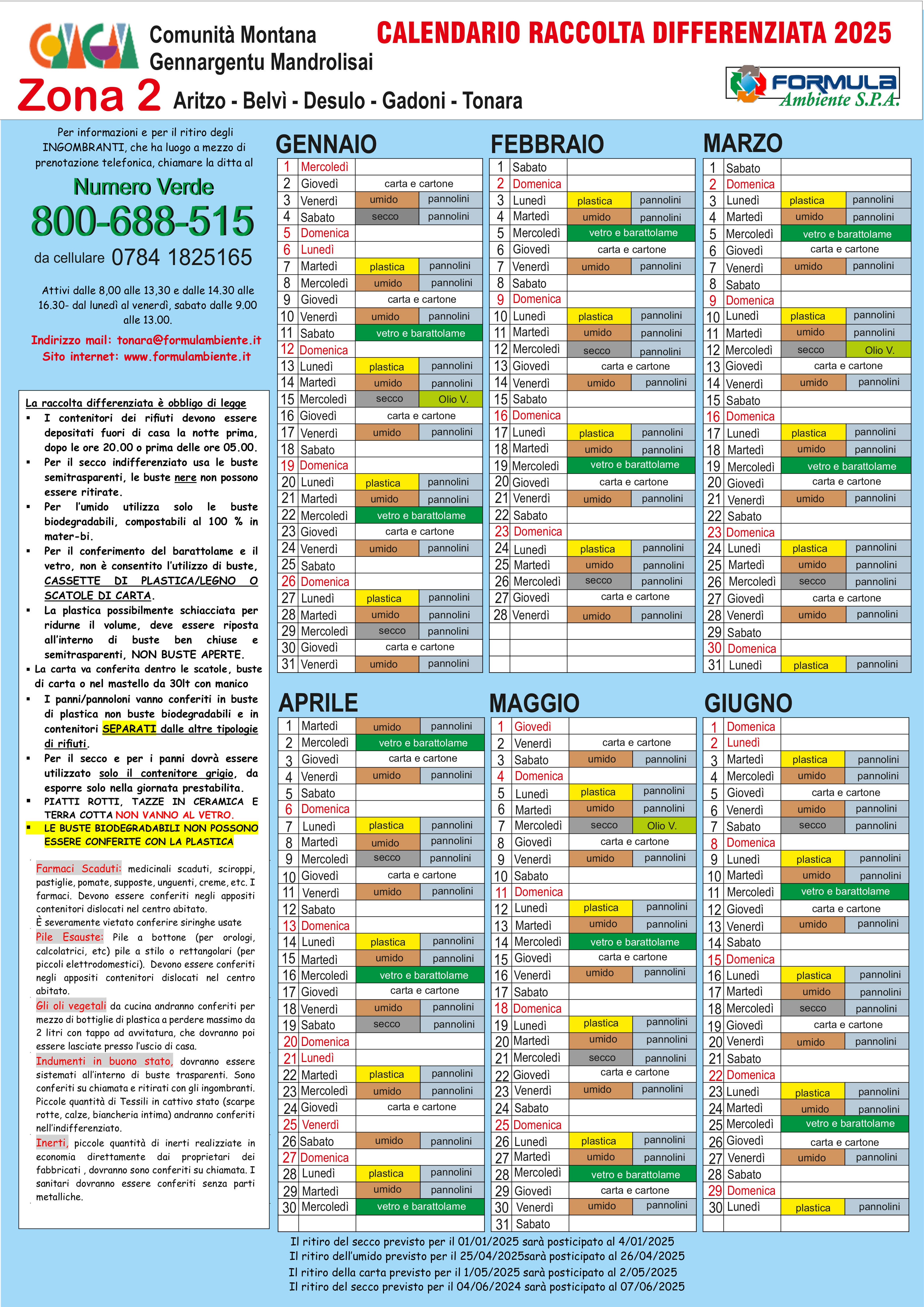 Calendario Rifiuti 2025